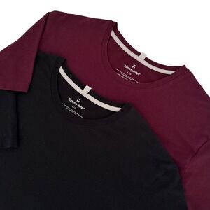 Tommy John Men's Large Second Skin Crew Neck Tee Shirt 2-Pack Black Burgundy L
